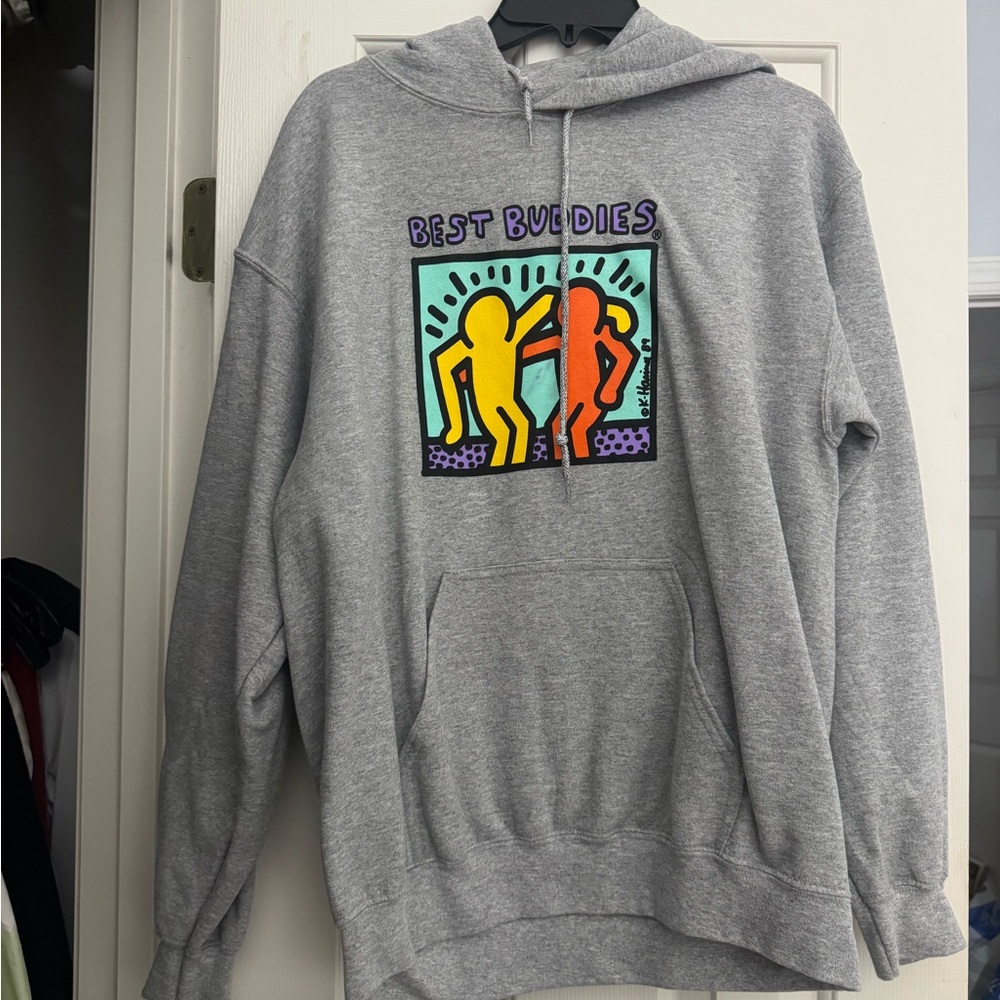 Best Buddies Hoodie - Gray with Yellow & Orange Artwork